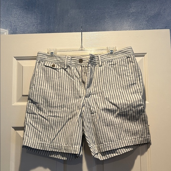Striped Men's Shorts - Navy and White Striped - Picture 1 of 5